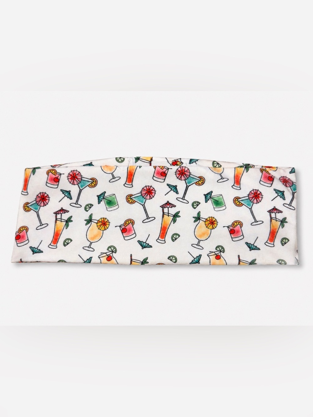 NWT Ry-Bandz Tropical Cocktail Print Head Wrap Headband White Stretch Wide